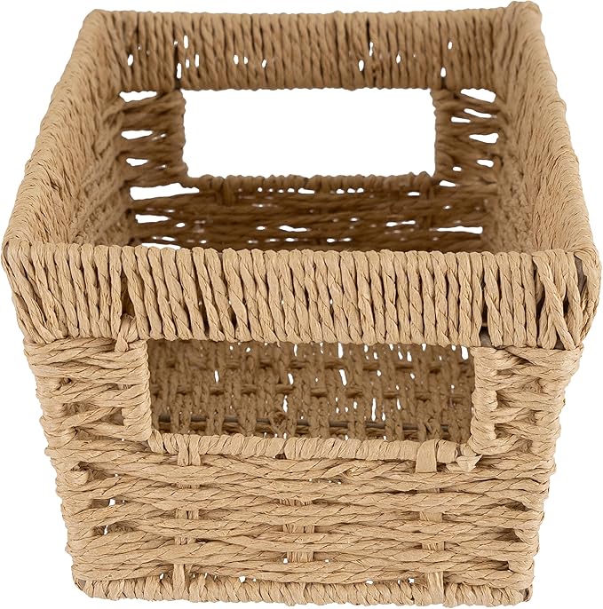 Simplify Small Shelf Storage Basket | Dimensions: 11.4"x 6.5"x4.5" | Dutch Weave Design | Home Organization | Paper Rope Material | Great For Leaving Spaces | Great for Displaying