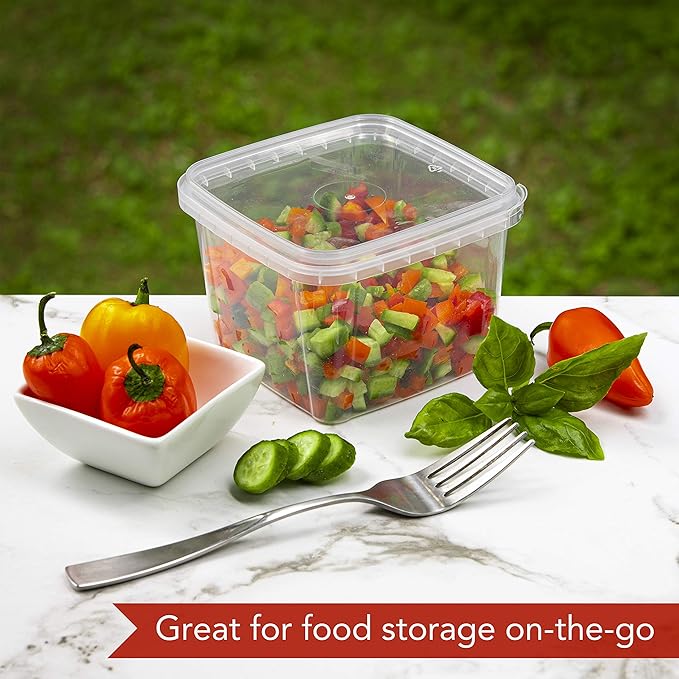NYHI 16 oz Deli Containers with Lids 20 Pack, Square Clear Plastic Containers with Lids BPA Free, Airtight Soup Containers with Lids for Meal Prep, Take Out & Food Storage