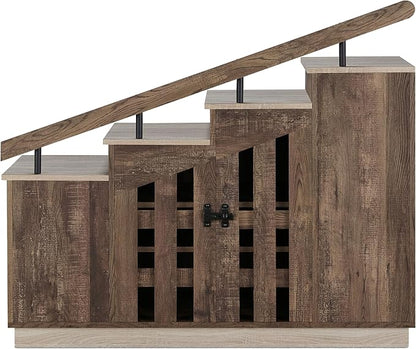 24/7 Shop at Home Cadence Farmhouse Hidden Shoe Cabinet Entryway, Hallway, Decorative Storage with Doors, Staircase-Style Enclosed Footwear Furniture, 12 Pair, 46 in. Width, Oak Brown