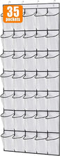 MISSLO 35 Large Pockets Over The Door Shoe Organizer Sturdy Oxford Fabric Hanging Shoe Rack for Door Mesh Closet Shoe Holder Hanger, White