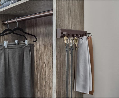 Rev-A-Shelf Sidelines CSWBRSL-14-BZ-1 14 Inch Premiere Swivel Belt and Tie Accessory Organization Rack Holder Hanger with 7 Hooks, Bronze
