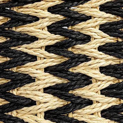 Household Essentials Zigzag Woven Paper Rope Basket, Black and Natural