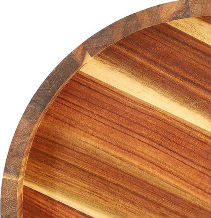 Elama 13 Inch Acacia Wood Lazy Susan Tray, Decorative Serveware, Tabletop Serving Piece (13 Inch Lazy Susan)