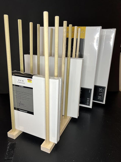 Handmade in USA - Art Storage Rack - Several Sizes Available- Art Canvas Storage (24" x 8" With 18" Tall Dowels)