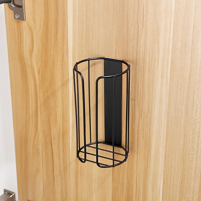 YIGII 3 Pack Adhesive Cabinet Organizer - Pantry Door Organizer Bin Holder for Tupperware Lid Kitchen, Black Stainless Steel