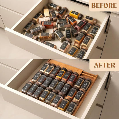 EDELHAUS Spice Drawer Organizer - Expandable Spice Rack for Drawer, Black Seasoning Organizer for Drawer Spice Organizer, Spice Organization Seasoning rack insert for Cabinet (Jars Not Included)