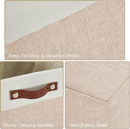 DECOMOMO Storage Bins, Large Fabric Storage Baskets for Shelves, Decorative Linen Closet Organizer, 15 x 11 x 9.5 inches (Mixed Neutral, 3 Pack)