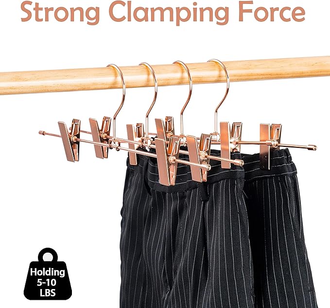 30Pack KOOBAY 13.7" Rose Gold Metal Heavy Duty Clips Pants Hangers Trousers with Swivel Hook
