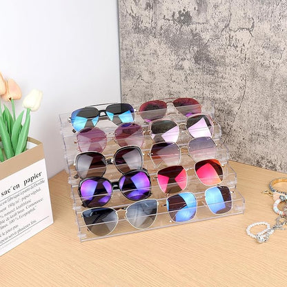 Sunglass Organizer Easy Snap-on Assembly, Acrylic Sticker Display Stand for Vendors, Nail Polish Holder Nail Desk Essential Oil Lipstick Storage,Clear Sunglasses Perfume Organizer (5 Layers)