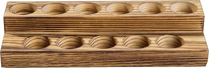 MyGift 8.5 Inch Rustic Burnt Solid Wood Essential Oil Holder Stand with 2 Tier Display, Vanity Tabletop Cosmetic Storage Organizer Rack, Holds 11 (20ml) Bottles