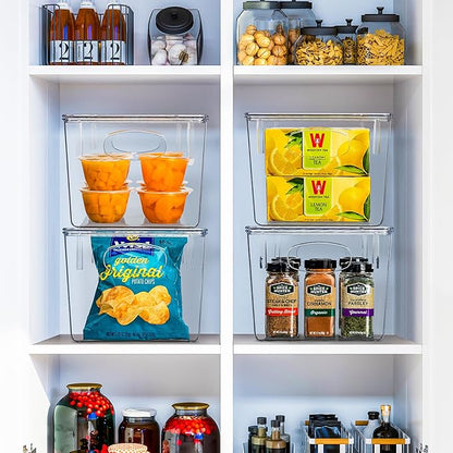 Sorbus 8-Pack Large Clear Plastic Storage Bins with Lids – Kitchen, Pantry, Fridge, Cabinet & Refrigerator Organizers