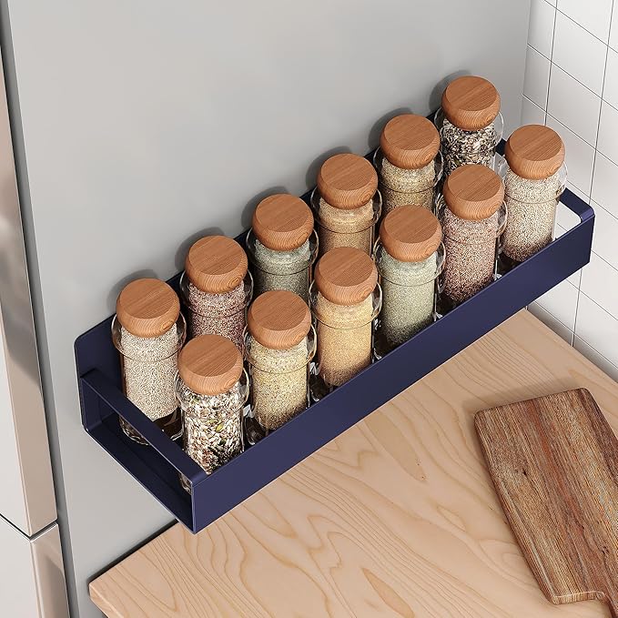 Vetacsion 4 Pack Moveable Fridge Magnetic Spice Racks,Metal Purple