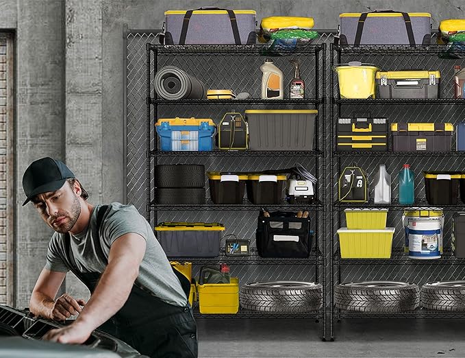 78" Storage Shelves Heavy Duty Shelving Loads 1000/6000Lbs, 6 Tier Metal Shelving Storage Utility Shelf Rack, Wide Garage Shelving, Adjustable Garage Storage Shelves for Garage Basement Warehouse