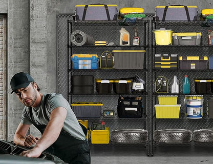 78" Storage Shelves Heavy Duty Shelving Loads 1000/6000Lbs, 6 Tier Metal Shelving Storage Utility Shelf Rack, Wide Garage Shelving, Adjustable Garage Storage Shelves for Garage Basement Warehouse