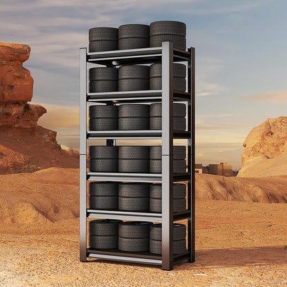 Garage Shelving Unit, 6-Tier Adjustable Garage Storage Shelves, 2500 Lbs Heavy Duty Shelving, Industrial Metal Shelves