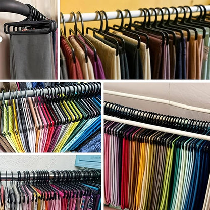 50 Packs Tea Towel Hanger Display, 7.7" Long Black Multifunctional Plastic Hangers Storage Racks Suitable for Hanging Legging Storing Scarf Clothes Sock Retail Wardrobe Ties Shawls Rings Belts Scarves