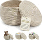 Angoily Storage Basket, 6.6 Quarts Woven Cotton Rope Basket with Lid, 1.6 Gal Small Round Decorative Storage Organizier Bin Box for Nursery, Living Room, Blanket, Home Decor, Bedroom
