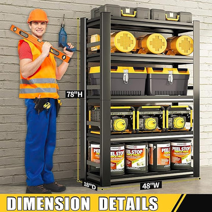 73" H|47.3" W All-Metal Garage Shelving Unit and Storage-Easy Assembly Shelves 5-Tier Rack|Heavy-Duty Adjustable Shelf|Steel Shelves for Industrial,Warehouse,Basement