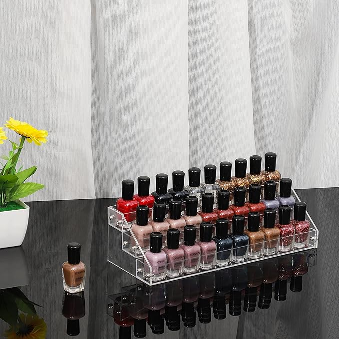 Cq acrylic 3 Layers Nail Polish Organizers And Storage,Clear Nail Polish Display Rack and Suitable for Sunglasses Holder and Sunglass Display