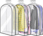 MISSLO 32" All Clear Garment Bags for Hanging Clothes 10" Gusseted Suit Bags for Closet Storage Suit Cover Hanging Clothes Storage for Shirts, Coats, 3 Packs