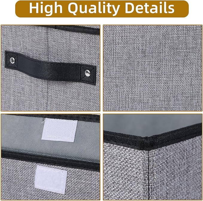 Fabric Storage Bin with Lid, Storage Box with Handles, 13 x 9.1 x 7.9 Inch Closet Organizer for Shelves Organization, Gray, 1-Pack