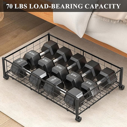 Hleelomi Under Bed Storage with Wheels, 360° Rotating, No-Assembly Underbed Storage Containers, 1 PACK