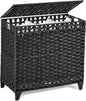 Laundry Hamper with 3 Removable Liner Bags; 132L Handwoven Rattan Laundry Basket with Lid & Heightened Feet; Clothes Hamper with Side Handles; Laundry Sorter with 3 Separate Sections
