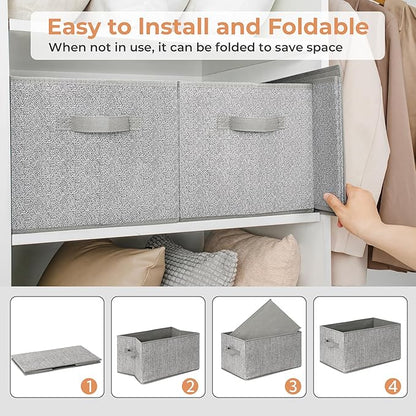 GRANNY SAYS Closet Storage Bins, Storage Baskets for Organizing, Fabric Storage Bins with Handles, Clothing Storage Containers for Organization Wardrobe, Gray, Large, 3-Pack