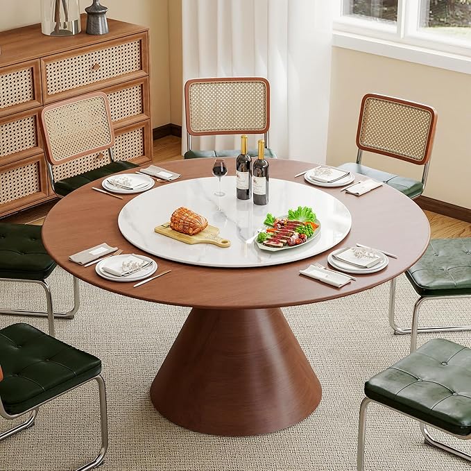 35.4" Lazy Susan Turntable – 360° Sinteredstone Silent Anti-Slip Turntable, Table Top Centerpiece for Kitchen, Pantry, Spice Rack, Refrigerator & Dining Table, White