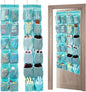 GOMAJI 2PK Over the Door 12 Large Pockets Hanging Shoe Organizer, Turquoise