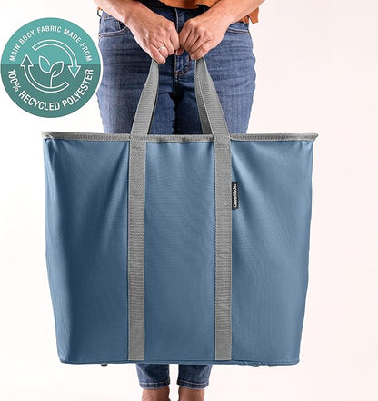 CleverMade Collapsible Laundry Caddy – Foldable Laundry Hamper & Tote, XXL 64L Pop-Up Laundry Basket with Handles, Space-Saving Laundry Organizer for Home, Dorm, Closet & Travel, 2 Pack - Denim Gray
