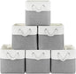 Patvingot 11 Inch Cube Storage Bins, 6 Pack Fabric Storage Cubes with Rope Handles, Organizer Baskets for Closet Shelves, Clothes and Home Organization(White/Gray)