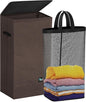 WTREE Laundry Hamper with Lid, Reinforced Sturdy Clothes Hamper with Anti-Puncture Base, Large Collapsible Laundry Basket with Removable Liner Bag, Tall Dirty Clothes Bin for Family, 100L Chocolate