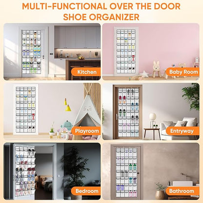 35 Over the Door Shoe Organizer Large Mesh Pocket Hanging Shoe Rack for Closet Nonslip Behind Door Storage Holder Back to School Organizer for Mesh Closet Dorm Room College Classroom Storage