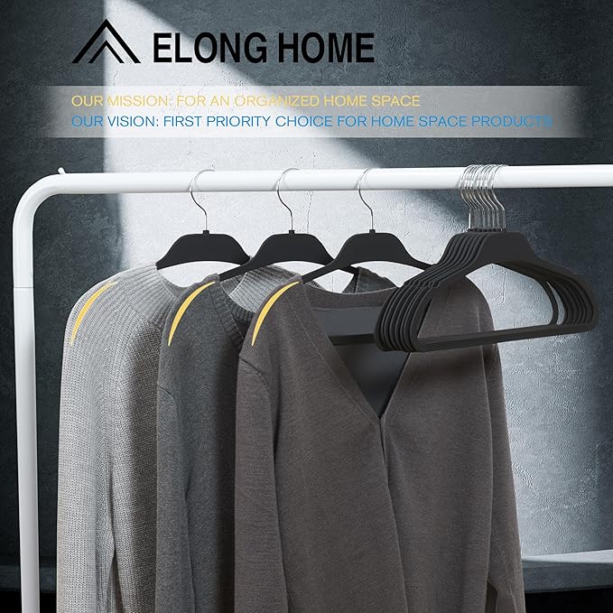 Rubber Coated Hangers 30 Pack, Non-Slip Clothes Hangers with Rustproof Hooks, Space Saving Thin Design for Closet/Retail/Home