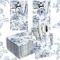 Sliner 50 Pieces White and Blue Floral Silverware Bags Paper Disposable Silverware Sleeves Blue Floral Cutlery Holder Chinoiserie Utensil Pouch Table Decoration for Wedding Cocktail Guest Tea Party