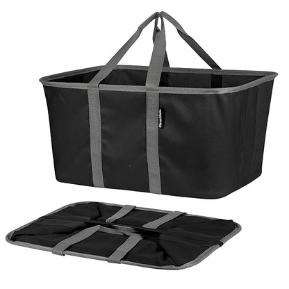 CleverMade Collapsible Laundry Tote 2-Pack (50L) – Foldable Carry-All Storage Bin for Laundry, Car Trunk, RV, Dorm & Home Organization - Black