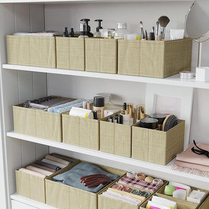 Drawer Organizer Clothes Set of 12 Beige - Dresser Organizer For Nursery, Bedroom, Closet - The Perfect Baby Clothes Organizers and Storage & General Nursery Organization or Dresser Drawer Organizers