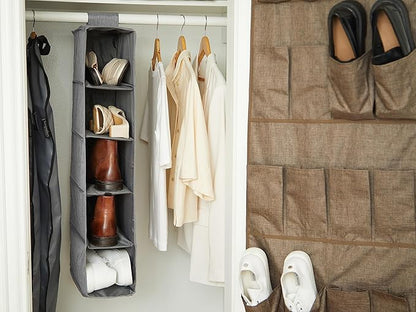 Covermates Keepsakes Hanging Shoe Organizer for Closet – Vertical Storage Shelves for Sneakers, Sandals, and Sweaters – Heavy-Duty Wardrobe Organization, Grey Heather