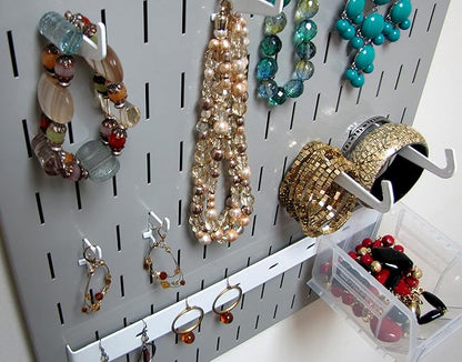 Wall Control Jewelry Organizer Wall Hanging Jewelry Holder Kit Wall Mounted Necklace Organizer Kit in Gray