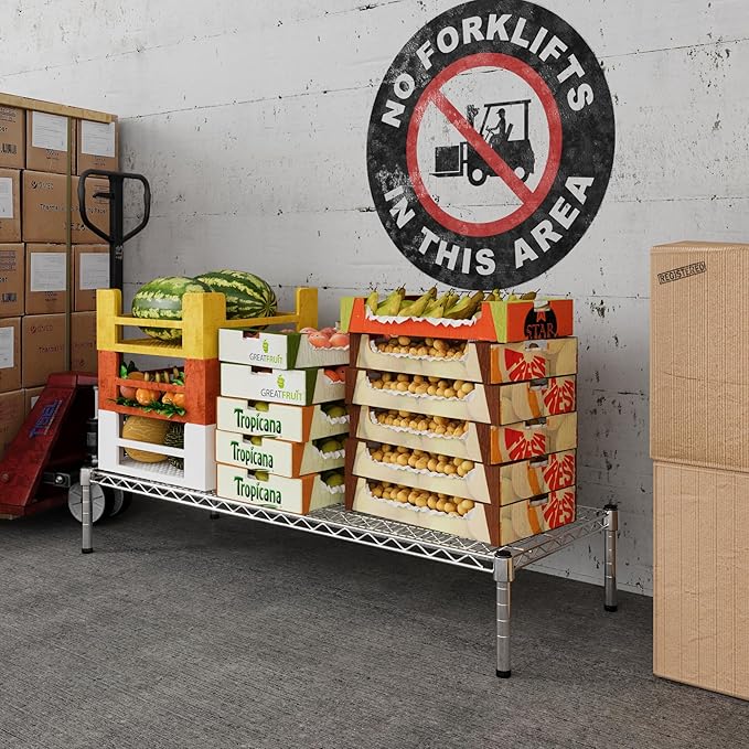 18" Deep x 48" Wide x 8" Height Wire Shelving Kit | 1-Tier | NSF Commercial Storage Rack Unit
