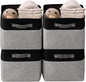 DECOMOMO Storage Bins, Large Fabric Storage Baskets for Shelves, Decorative Linen Closet Organizer, 15 x 11 x 9.5 inches (Grey & Black, 4 Pack)