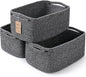 3-Pack Shelf Baskets for Organizing, Closet Organizer Bins, Small Woven Baskets, Rope Toy Basket, Storage Basket for Shelves, Cube Decorative Box, 11.8×7.8×5.1”, Mixed Black