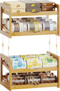 BAMBANG Can Organizer for Pantry, Detachable Bamboo 4 Tier Stackable Can Storage Rack, Rolling Soda Can Dispenser Can Holders for Cabinet, Holds Up to 48 Cans