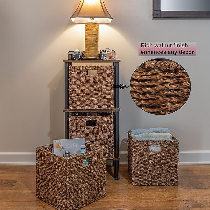 Foldable Storage Basket with Iron Wire Frame By Trademark Innovations (Set of 4)