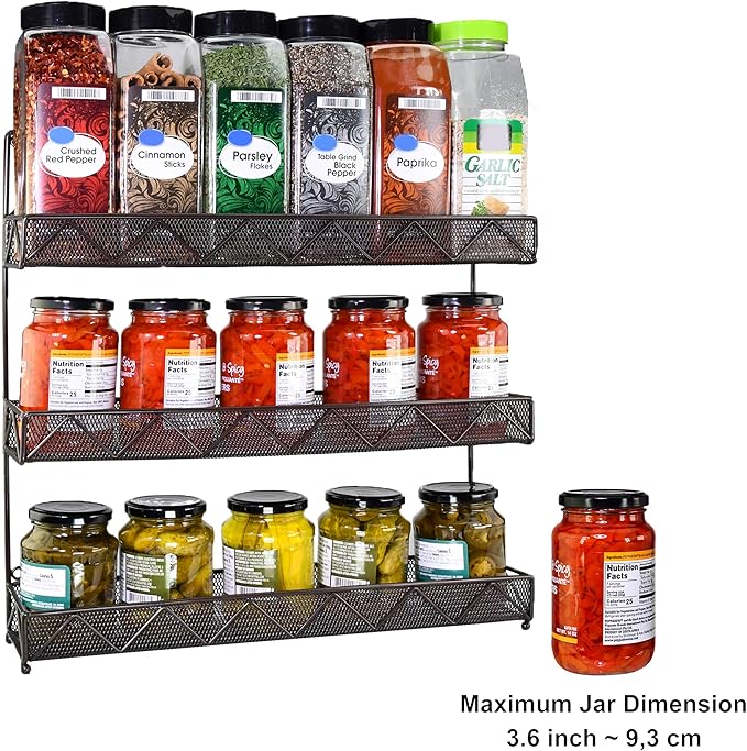 AMT 3 Tier Nail Rack, Pack Metal Wall Mount Organizer, Essential Oils Organizer, Pantry Cabinet Door Shelf Storage. Hanging Display for Spice Jars, Sauces, Cosmetic Beauty Bottles