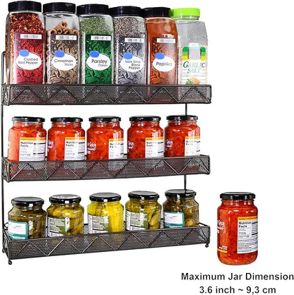 AMT 3 Tier Nail Rack, Pack Metal Wall Mount Organizer, Essential Oils Organizer, Pantry Cabinet Door Shelf Storage. Hanging Display for Spice Jars, Sauces, Cosmetic Beauty Bottles