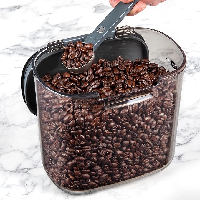 Progressive ProKeeper International Clear Plastic Airtight Food Baker's Kitchen Storage Organization Container Canister Set with Magnetic Accessories (Coffee 2-Quart)
