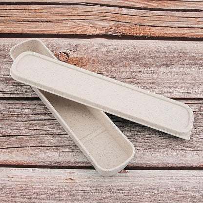 1pcs Portable Flatware Box Travel Tableware Storage Case Box, Utensil Case Flatware Storage Box for Cutlery Kit, 9.84 x 2.40 inch (Beige)