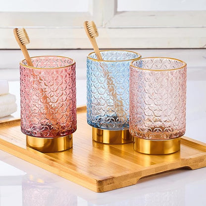 Makeup Brush Holder Organizer,Toothbrush Holders,Desk Pen Pencil Holder,Multifunctional Vintage Glass Brush Cup（A44-3-US）